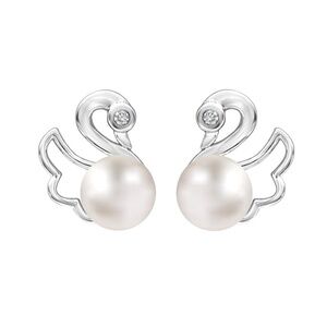 Swan Pearl Earrings – Sterling Silver with 1cm Freshwater Pearls